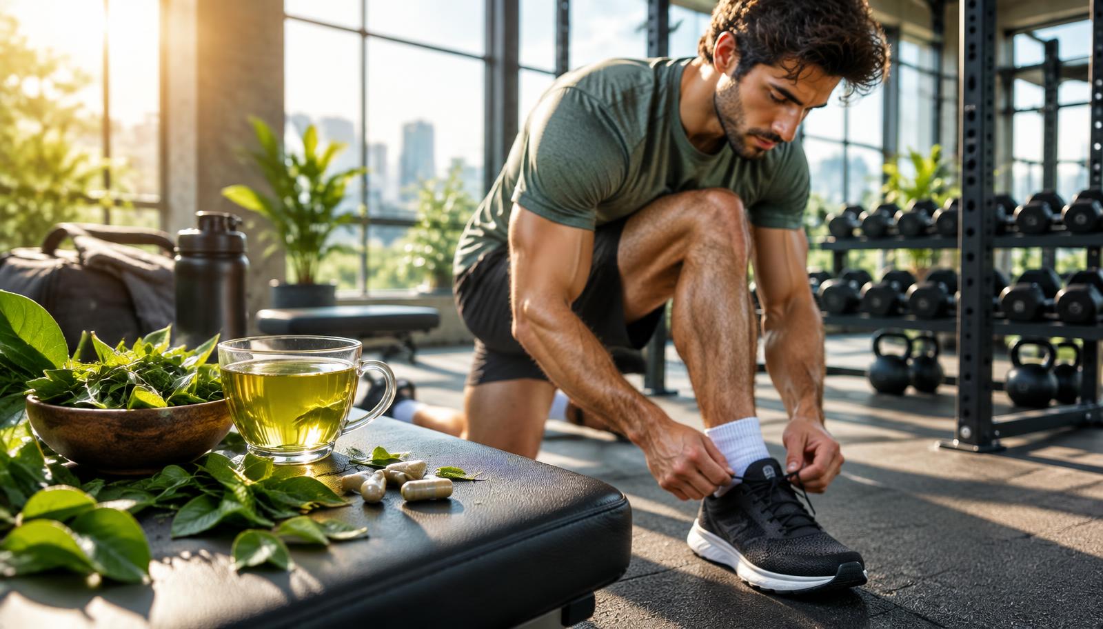 Man training in the morning with a thermogenic supplement routine
