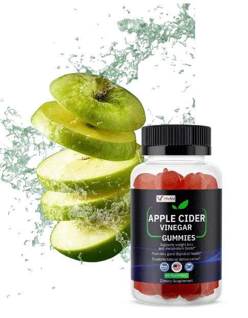 VitoAid ACV Gummies displayed with fresh apples